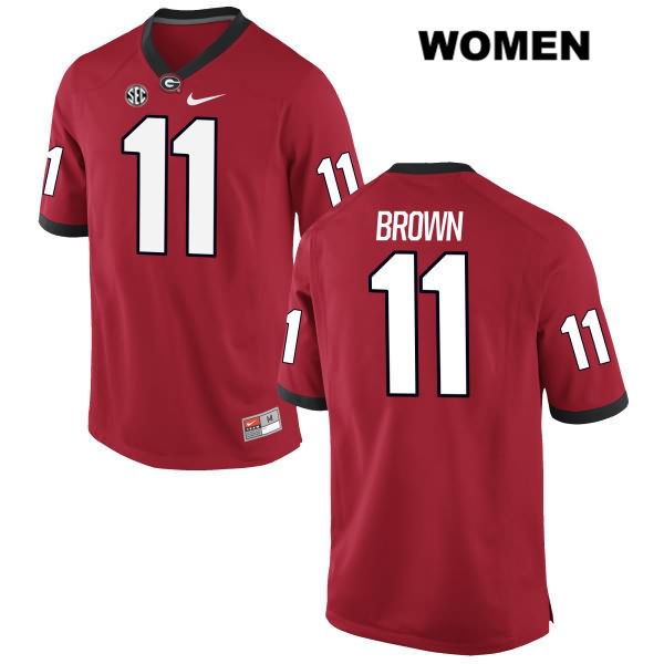 Georgia Bulldogs Women's Keyon Brown #11 NCAA Authentic Red Nike Stitched College Football Jersey VPZ1756YJ